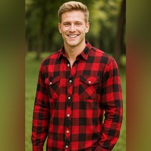 Red and Black Plaid Men's Shirt